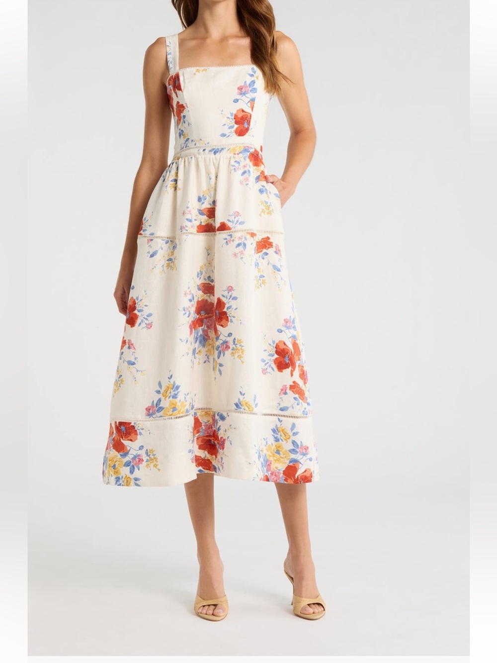 NWOT Reformation Everette Linen Midi Dress sundress sz 10 zipper gets stuck